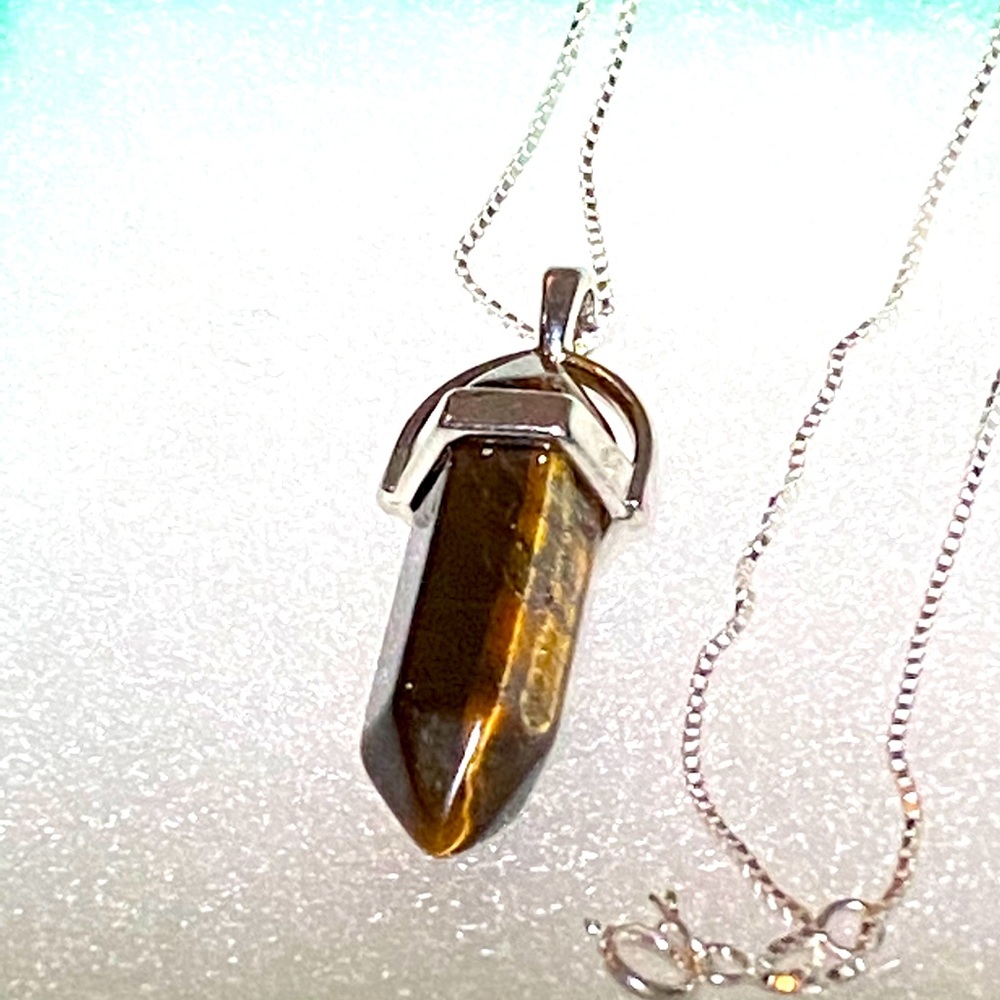 Tiger 🐅 Eye Sterling Silver Necklace 16”